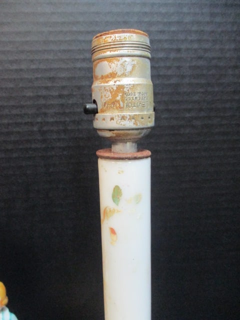 Milk Glass Lamp, Handpainted Figural Porcelain Oil Lamp and Brass Oil Lamp - 2