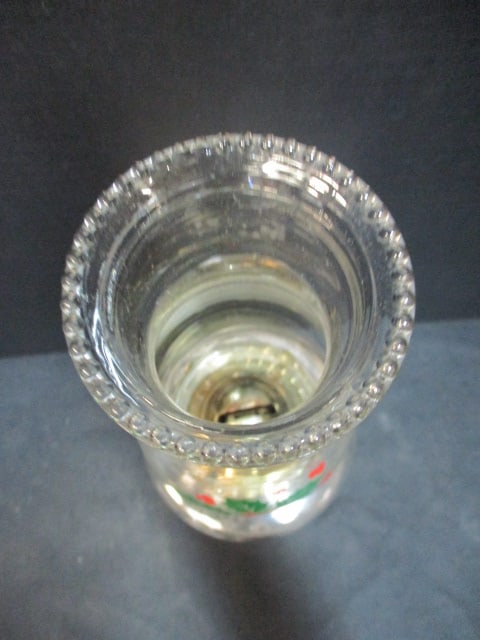 Old Pressed Glass Oil Lamp with Holly Berry Motif Shade - 5