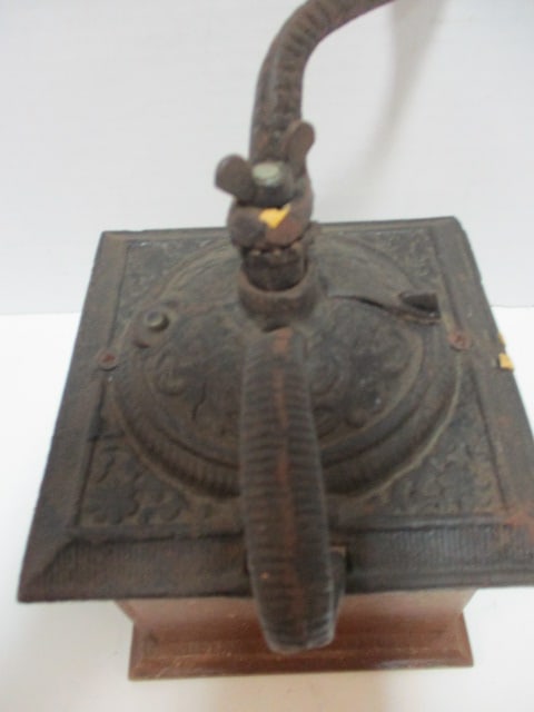 Vintage Wood and Cast Metal Coffee Mill Grinder - 3
