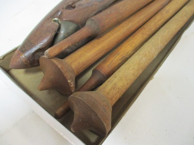 Vintage Textile Mill Wooden Shuttle and Bobbins - 2