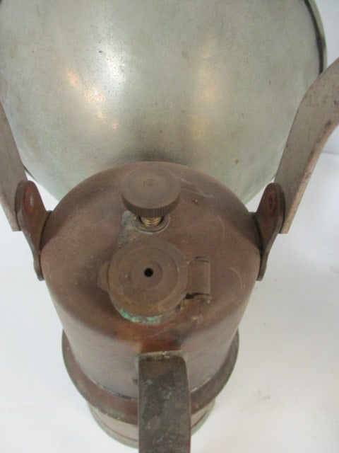 Vintage Justrite Copper Miner's Lamp - 3