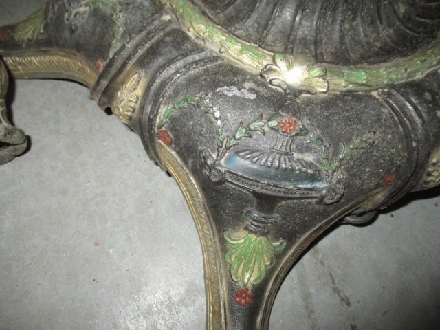 Antique Handpainted Cast Metal Light Fixture - 3