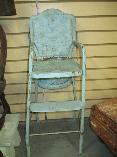 Vintage Amsco Pressed Tin Child's Doll High Chair