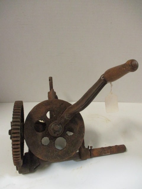 Vintage Cast Metal Hand Crank Gear Drive Mechanism