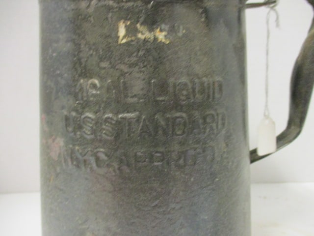 Vintage 1 Gallon Liquid US Standard NY City Approved Tin Galvanized Steel Oil Can - 2
