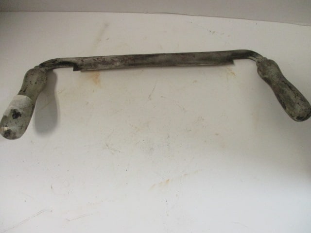 Old Painted Silver 15" Wood Handle Draw Blade: .