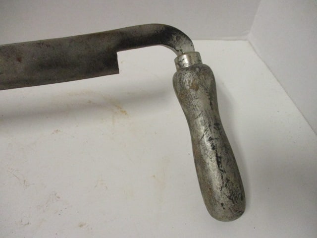 Old Painted Silver 15" Wood Handle Draw Blade - 2