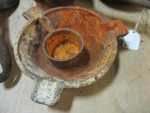 Cast Iron Scotch Bowl, Ashtray, Hinged Hand Squeezer/Juicer, Smelting Ladle, Tea for One Pot, etc. - 2