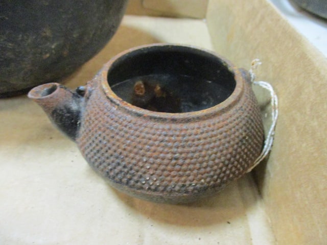 Cast Iron Scotch Bowl, Ashtray, Hinged Hand Squeezer/Juicer, Smelting Ladle, Tea for One Pot, etc. - 5