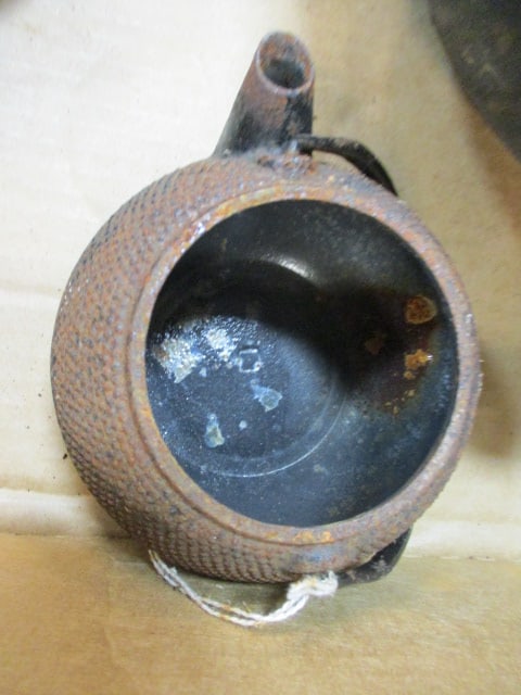 Cast Iron Scotch Bowl, Ashtray, Hinged Hand Squeezer/Juicer, Smelting Ladle, Tea for One Pot, etc. - 6