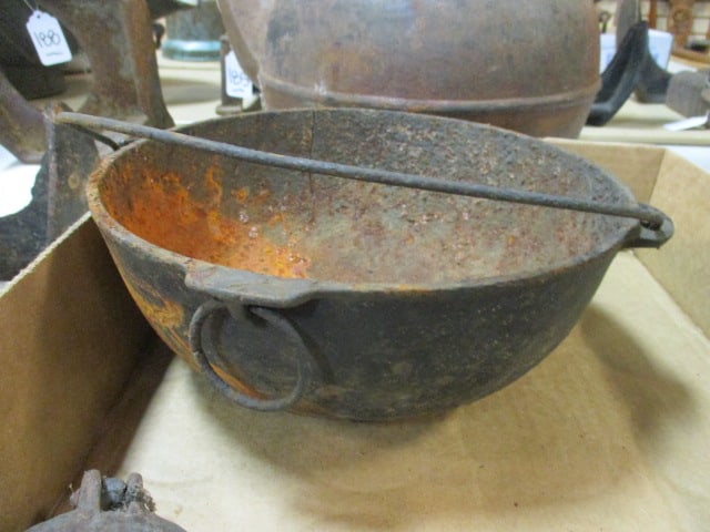 Cast Iron Scotch Bowl, Ashtray, Hinged Hand Squeezer/Juicer, Smelting Ladle, Tea for One Pot, etc. - 7
