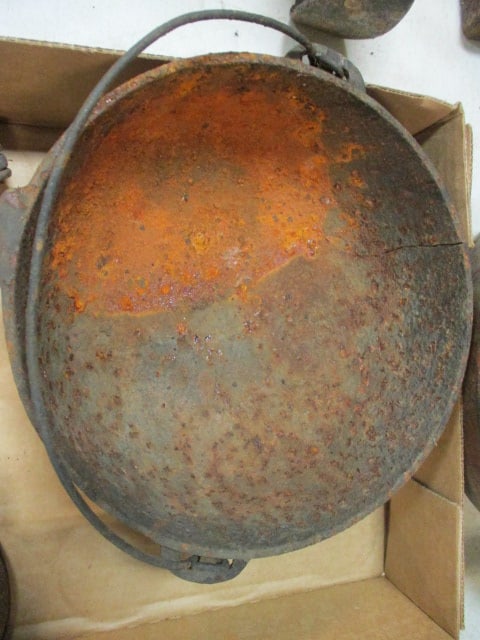Cast Iron Scotch Bowl, Ashtray, Hinged Hand Squeezer/Juicer, Smelting Ladle, Tea for One Pot, etc. - 8