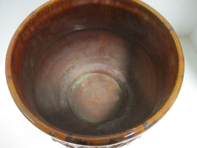 Vintage Brown Drip Glaze American Pottery Jardiniere Planter - 2