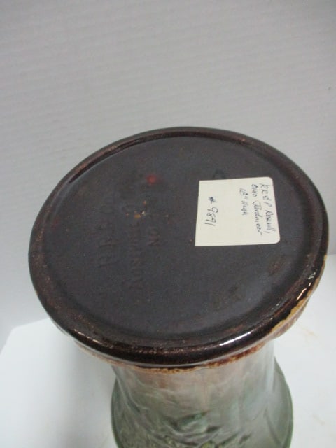 Vintage Robinson, Ransbottom Pottery Co. Brown and Green Drip Glaze Jardiniere Pedestal Stand - 2