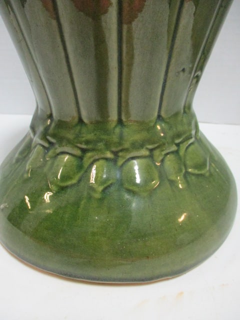 Vintage McCoy Green Drip Glaze Jardiniere Pedestal Stand - 2