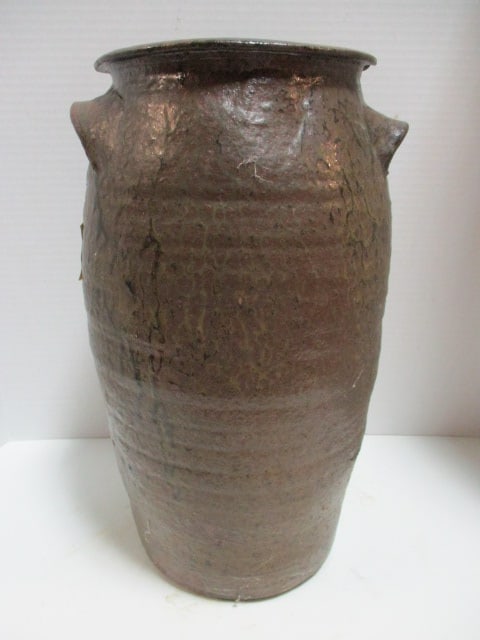Vintage Southern Pottery Glazed Crock with Applied Finger Hold Handles (1 of 4)