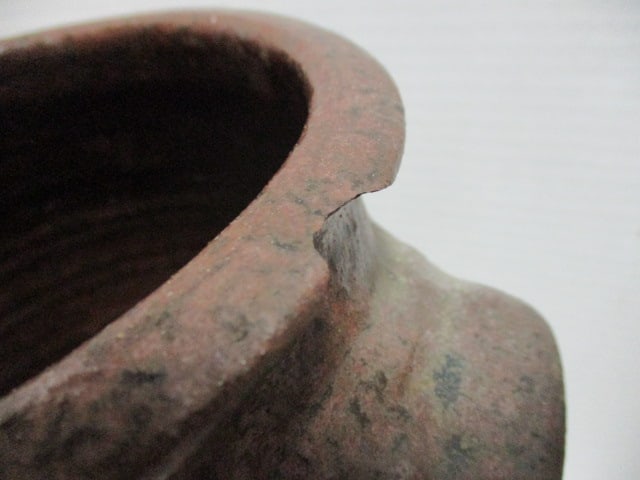 Vintage Southern Pottery Glazed Crock with Applied Finger Hold Handles - 4
