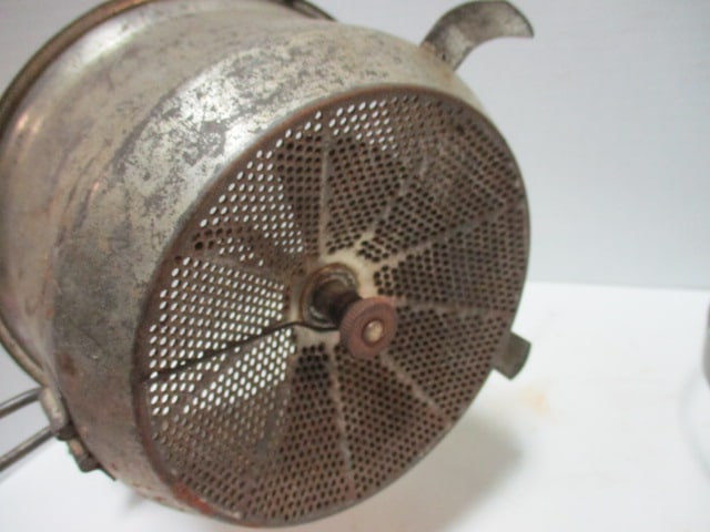 Vintage 1950's Red Handle Foley Food Mill and Tomato Cone Strainer with Stand and Wood Pestle - 5