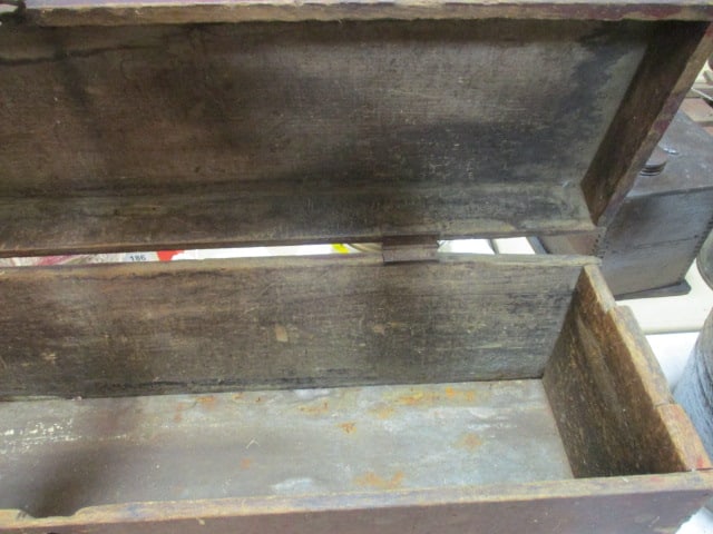 Primitive Wooden Tool Box with Iron Hasp Fastener - 2