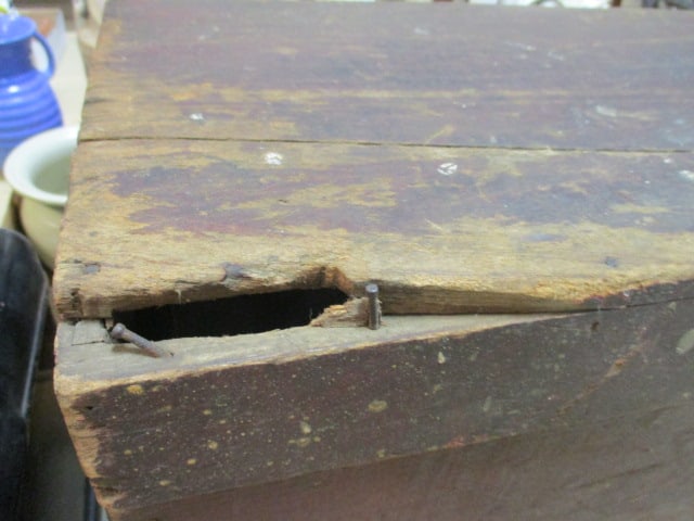 Primitive Wooden Tool Box with Iron Hasp Fastener - 5