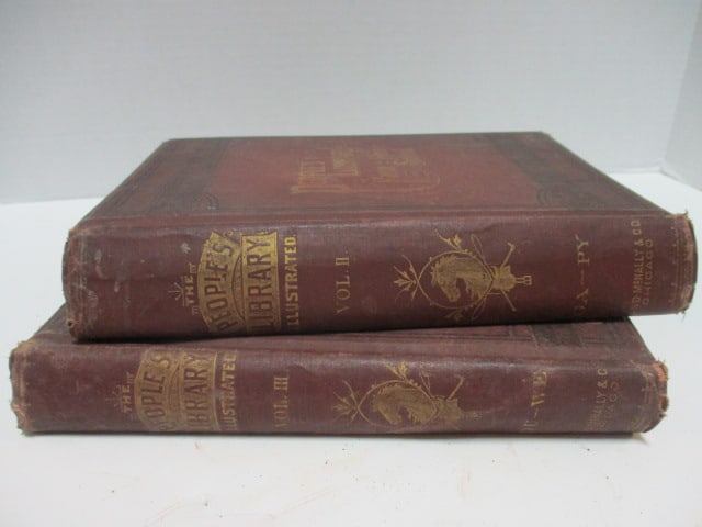 Antique 1883 "The People's Library for the Farm, Home and School" Vol. II and III: some age wear-see pictures and preview for condition