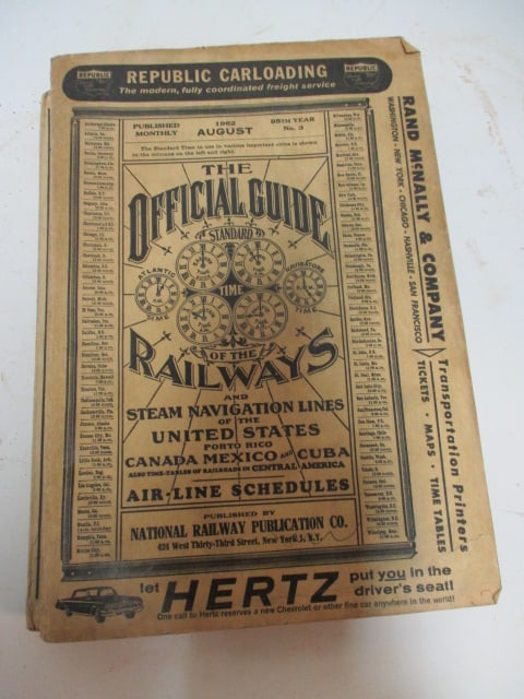 1962 "The Official Guide of the Railways and Steam Navigation Lines of The United States: Porto Rico Canada, Mexico and Cuba" Published by National Railway Publication Co.