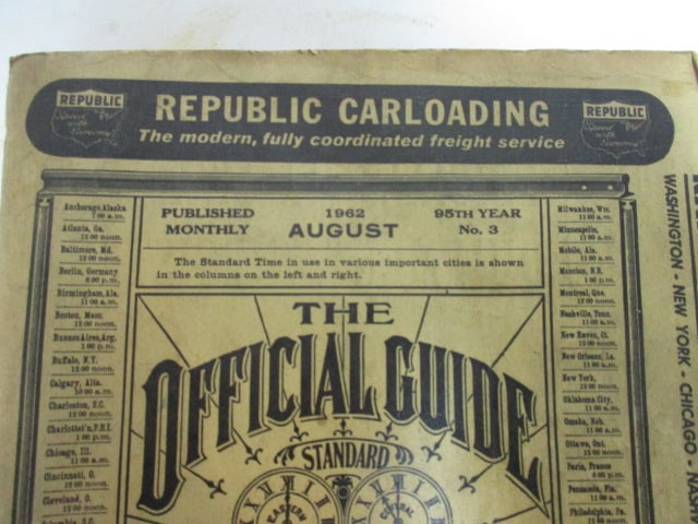 1962 "The Official Guide of the Railways and Steam Navigation Lines of The United States - 2