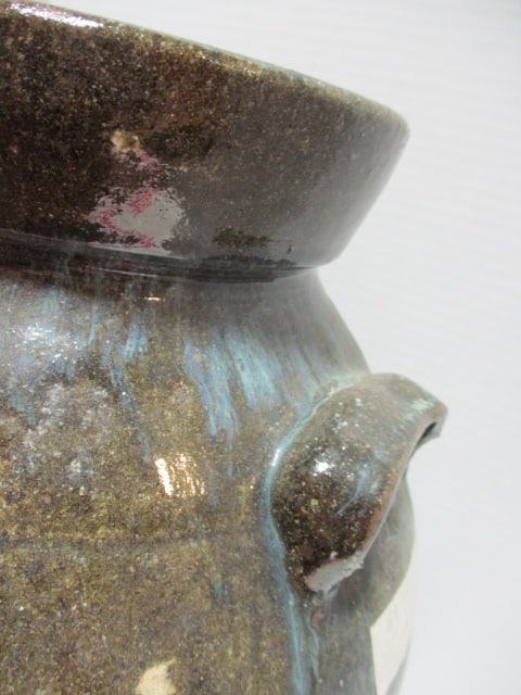 Vintage BB Craig Vale, NC Drip Glaze 4 Gallon Churn with Applied Finger Holds - 2