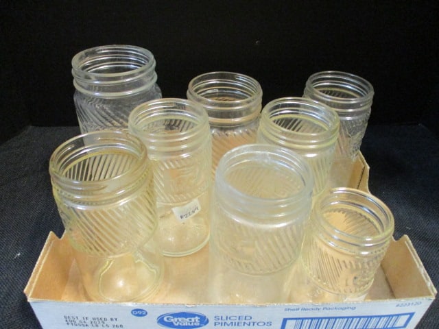Various Size Vintage "Jumbo Peanut Butter" Glass Jars: see pictures and preview for sizes