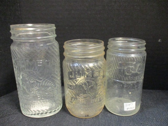 Various Size Vintage "Jumbo Peanut Butter" Glass Jars - 2