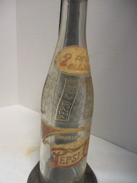 Vintage Cast Metal Bottle Capper Stand and Old Pepsi Cola Glass Bottle - 2