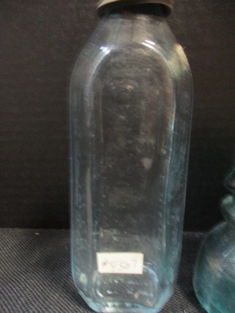 Two Vintage Glass Insulators and Old Fire King Baby Bottle - 2