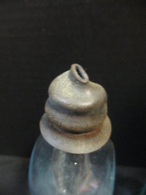 Two Vintage Glass Insulators and Old Fire King Baby Bottle - 4