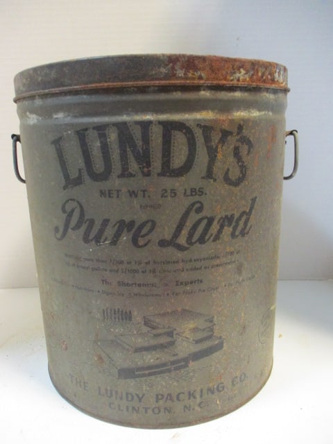 Vintage "Lundy's Pure Lard" 25lb Tin