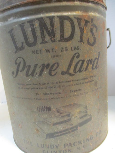 Vintage "Lundy's Pure Lard" 25lb Tin - 2