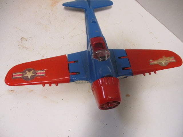Old Hubley Kiddie Toy Diecast Metal Folding Wing Airplane - 2