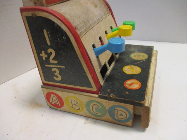Old Fisher Price No.972 Toy Cash Register and No. 772 Musical Chime Roller Toy - 5