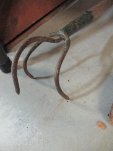 Old Wood Handle Axe and Cultivator - 3