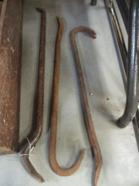 Three Old Forged Steel Crow/Pry Bars: Local Pickup Only