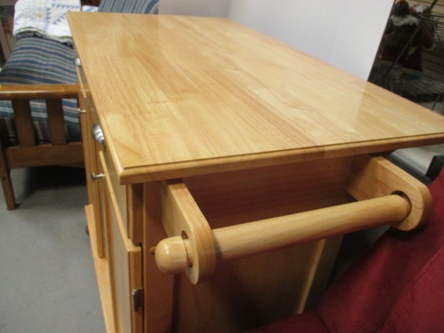 Butcher Block Style Rolling Kitchen Island 2 Doors/2 Drawers - 4