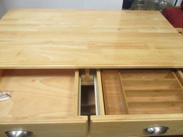 Butcher Block Style Rolling Kitchen Island 2 Doors/2 Drawers - 6