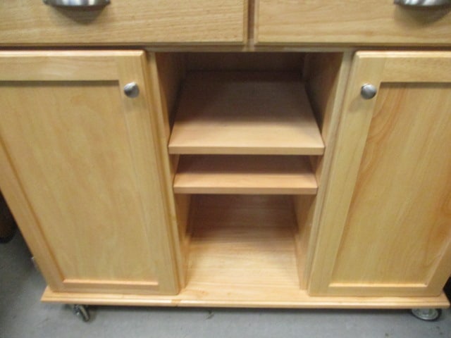 Butcher Block Style Rolling Kitchen Island 2 Doors/2 Drawers - 7