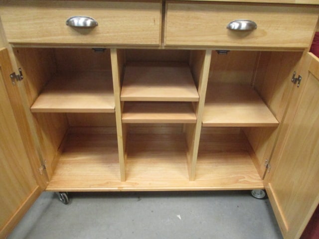 Butcher Block Style Rolling Kitchen Island 2 Doors/2 Drawers - 8