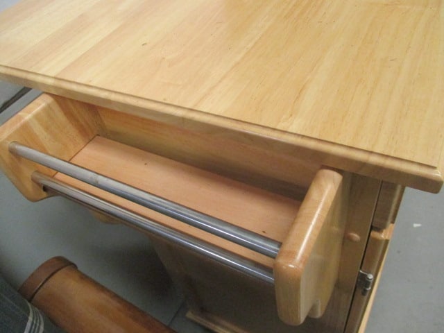 Butcher Block Style Rolling Kitchen Island 2 Doors/2 Drawers - 9