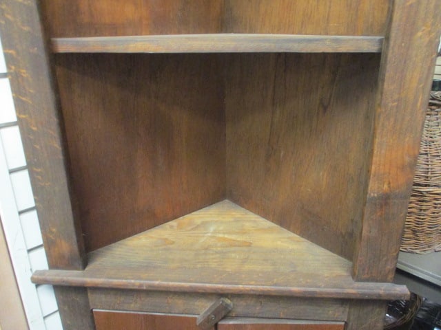 Rustic Wood Corner Cabinet - 4