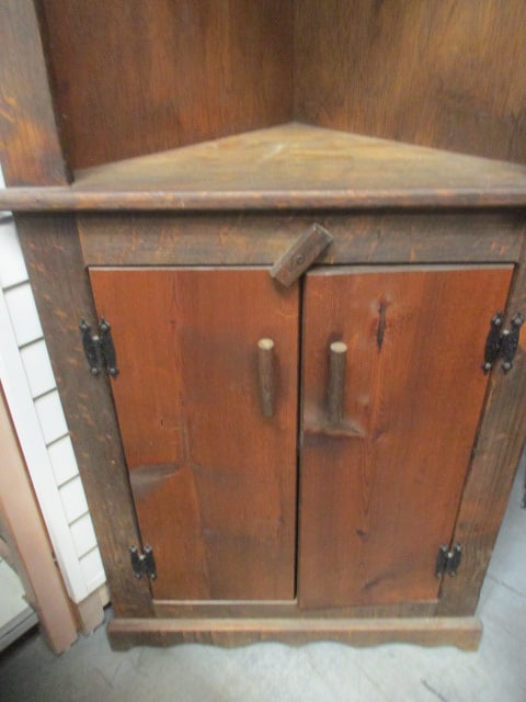Rustic Wood Corner Cabinet - 5