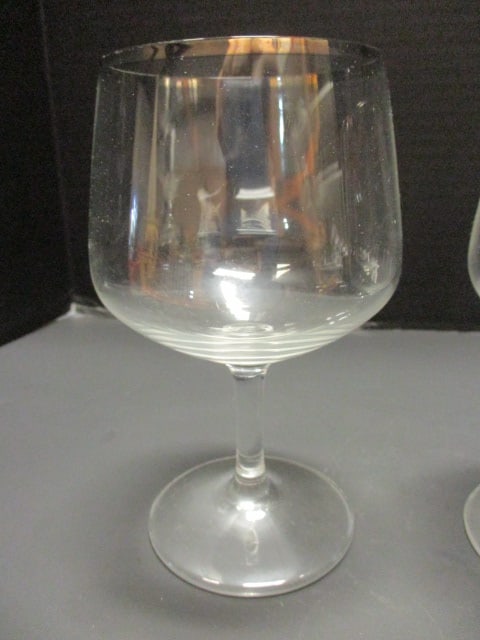 Crystal Stemware (Lot of 4) w/Metallic Silver Rim (5 3/4") - 2