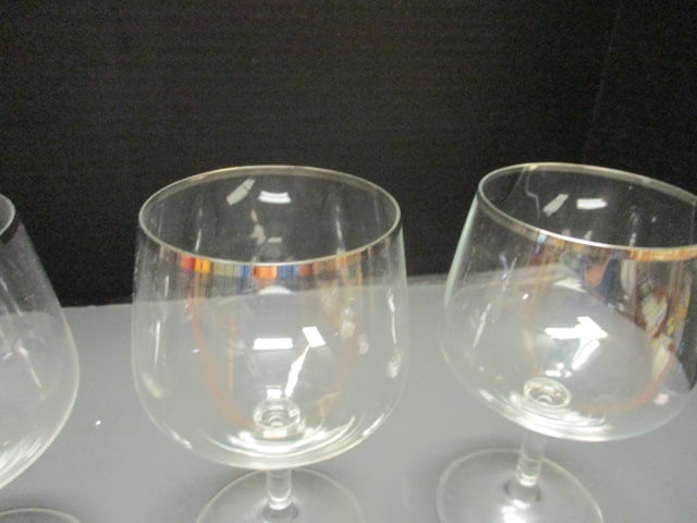 Crystal Stemware (Lot of 4) w/Metallic Silver Rim (5 3/4") - 4