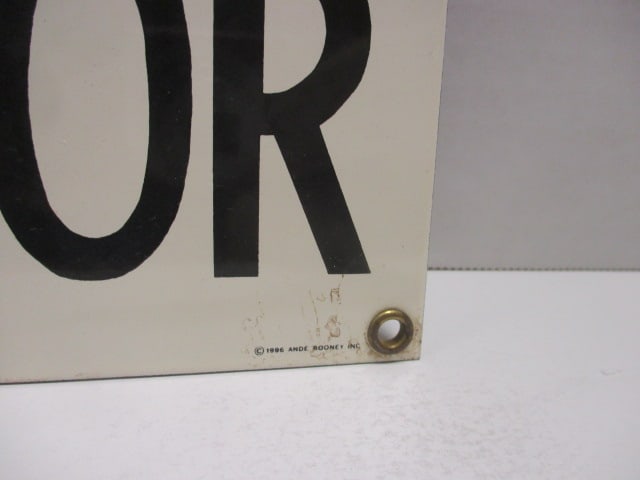 Hippies Use Side Door 1996 Ande Rooney Porcelain Sign - 4