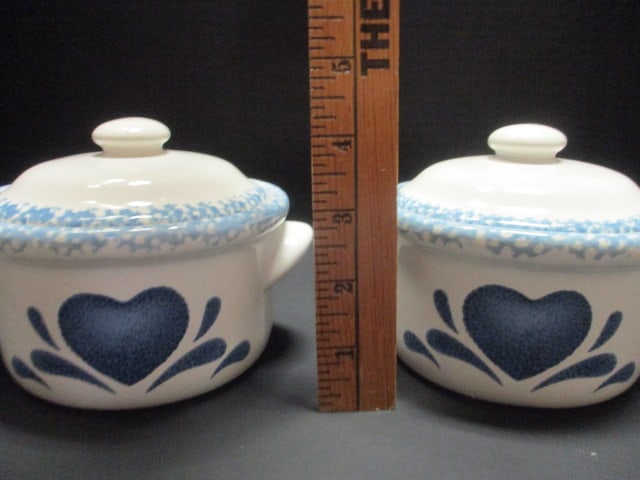 Blue Hearts Stoneware Soup Crocks (Lot of 2) - 6